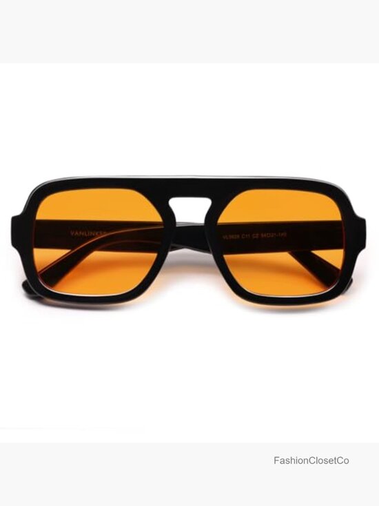 Retro Square Aviator Sunglasses Oversized Flat Top Rectangle UV400 Protection main image 5